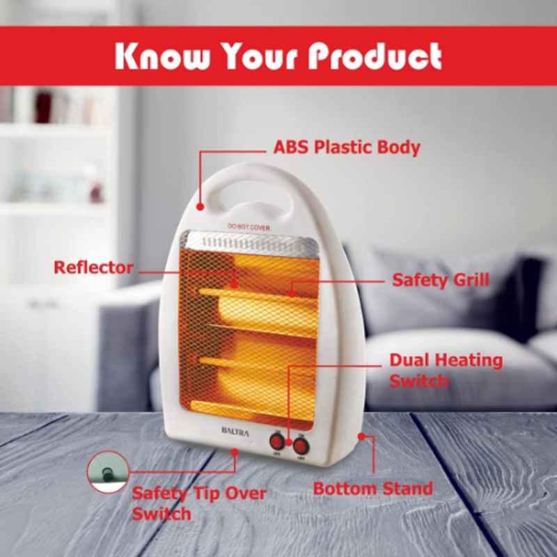 Baltra Flame 800W White 2 Rod Room Heater, BTH-125 Baltra Flame 800W White 2 Rod Room Heater, BTH-125